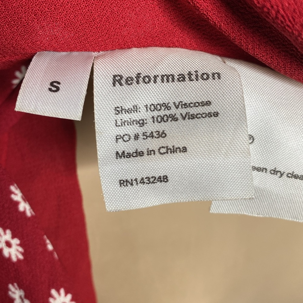 Reformation Red floral wrap Midi Dress - Picture 6 of 10